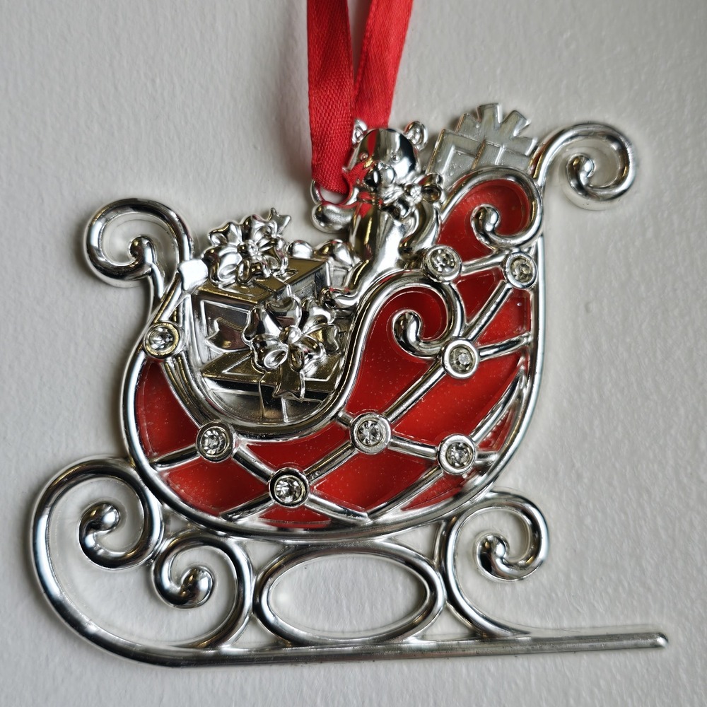 Lenox Sparkle And Scroll Crystal SLEIGH Silverplate‎ Christmas Ornament - Picture 4 of 5